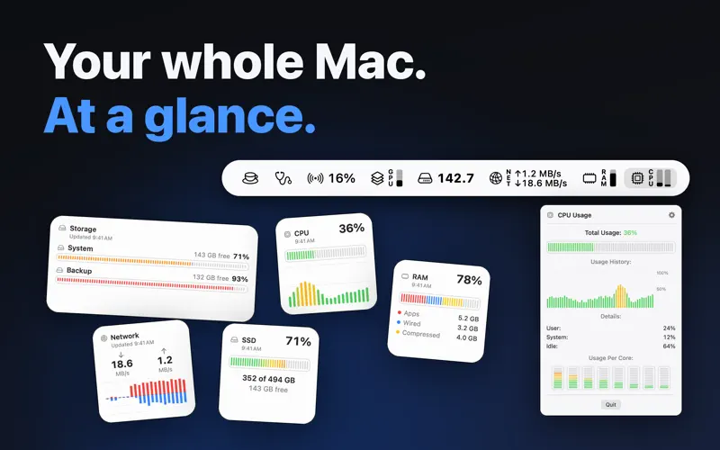 SimplyBar: System Monitor screenshot 2 on the Mac App Store