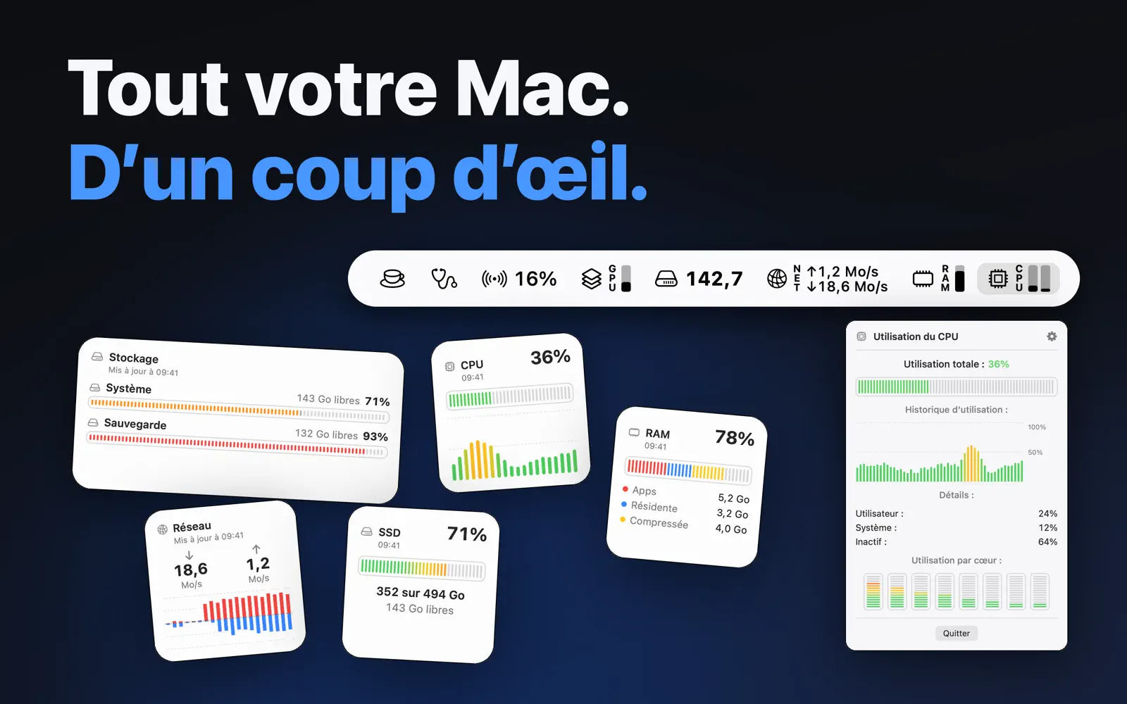 Capture d'écran 2 sur 5 de la fiche de SimplyBar sur le Mac App Store.